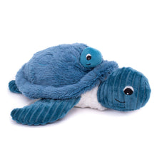 Blue sea turtle plush set: large mom turtle with small baby turtle