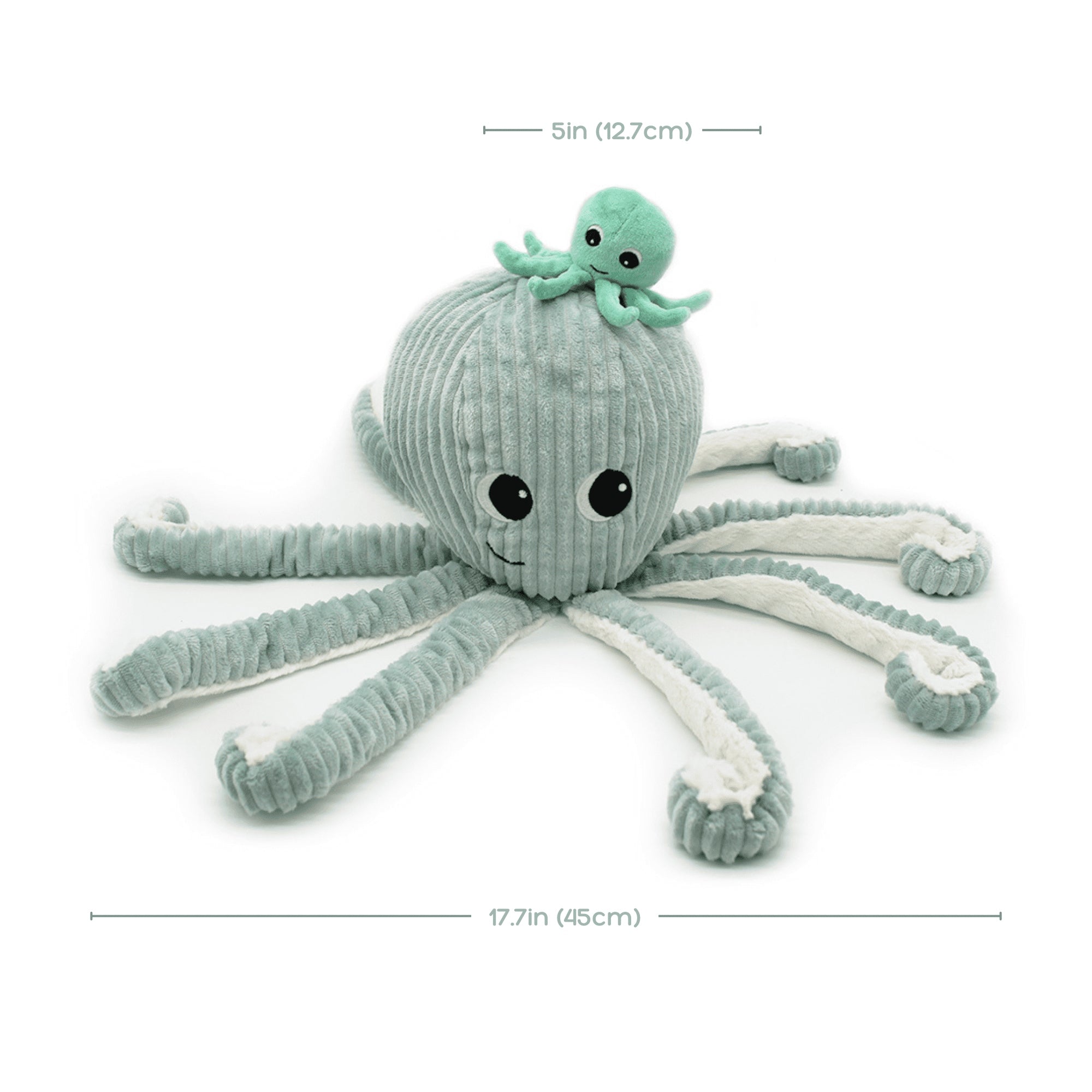 Les Ptipotos Octopus Mom & Baby Plush Stuffed Animal Set & Eco-Friendly Toy in Blue