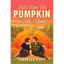 Paperback book cover with orange pumpkin illustration and two people sitting on hay