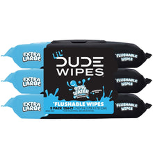 LiL' DUDE flushable wet wipes 3-pack, extra large fragrance-free, black and blue packs