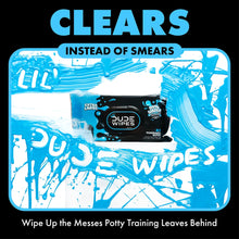 Flushable wet wipes pack with blue splash graphic and cleaning action theme