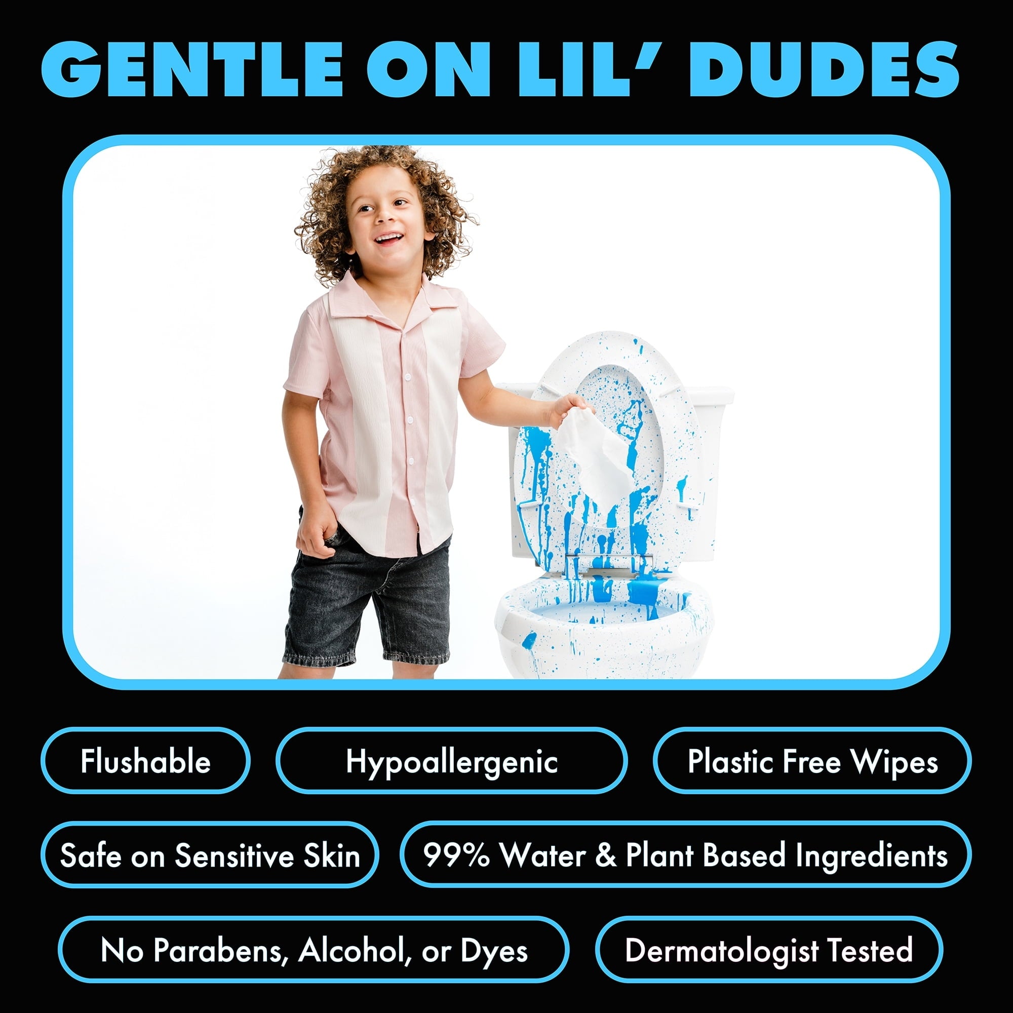 LiL' DUDE Flushable Wipes, Extra Large Fragrance Free Wet Wipes, 42 Count