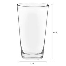 Clear tall glass tumbler with wide rim and flat base