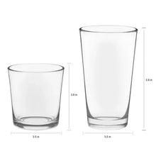 Set of two clear glass tumblers, short and tall