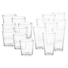 16-piece clear glass tumbler set with assorted sizes