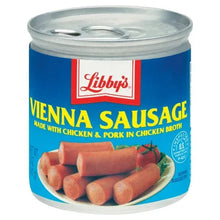 Libby's Vienna sausage can with blue label and sliced sausage illustration