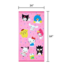 Kids beach towel, pink with assorted animal faces, 34 in x 64 in