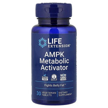 Life Extension AMPK Metabolic Activator supplement bottle, blue label, 30 vegetarian tablets