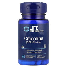 Citicoline supplement bottle, dark blue, Life Extension label, 60 vegetarian capsules