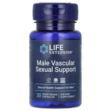 Life Extension Male Vascular Sexual Support supplement bottle, blue label, 30 vegetarian capsules
