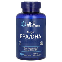 Blue Life Extension Mega EPA/DHA softgel bottle, 120 dietary supplement