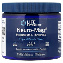 Magnesium L-threonate supplement bottle, blue label with Neuro-Mag and Tropical Punch