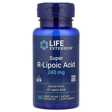 Super R-Lipoic Acid supplement bottle, 240 mg, 60 vegetarian capsules, blue label