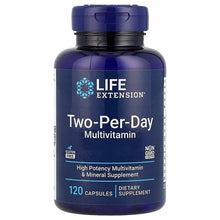 Life Extensions Two-Per-Day multivitamin bottle, 120 capsules, blue label