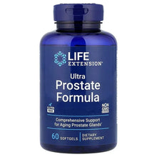 Prostate supplement bottle with blue label and black cap, 60 softgels