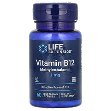 Vitamin B12 methylcobalamin lozenge bottle, 1 mg, blue label and dark cap