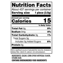 Nutrition Facts label for hard candy mints with serving size and calories