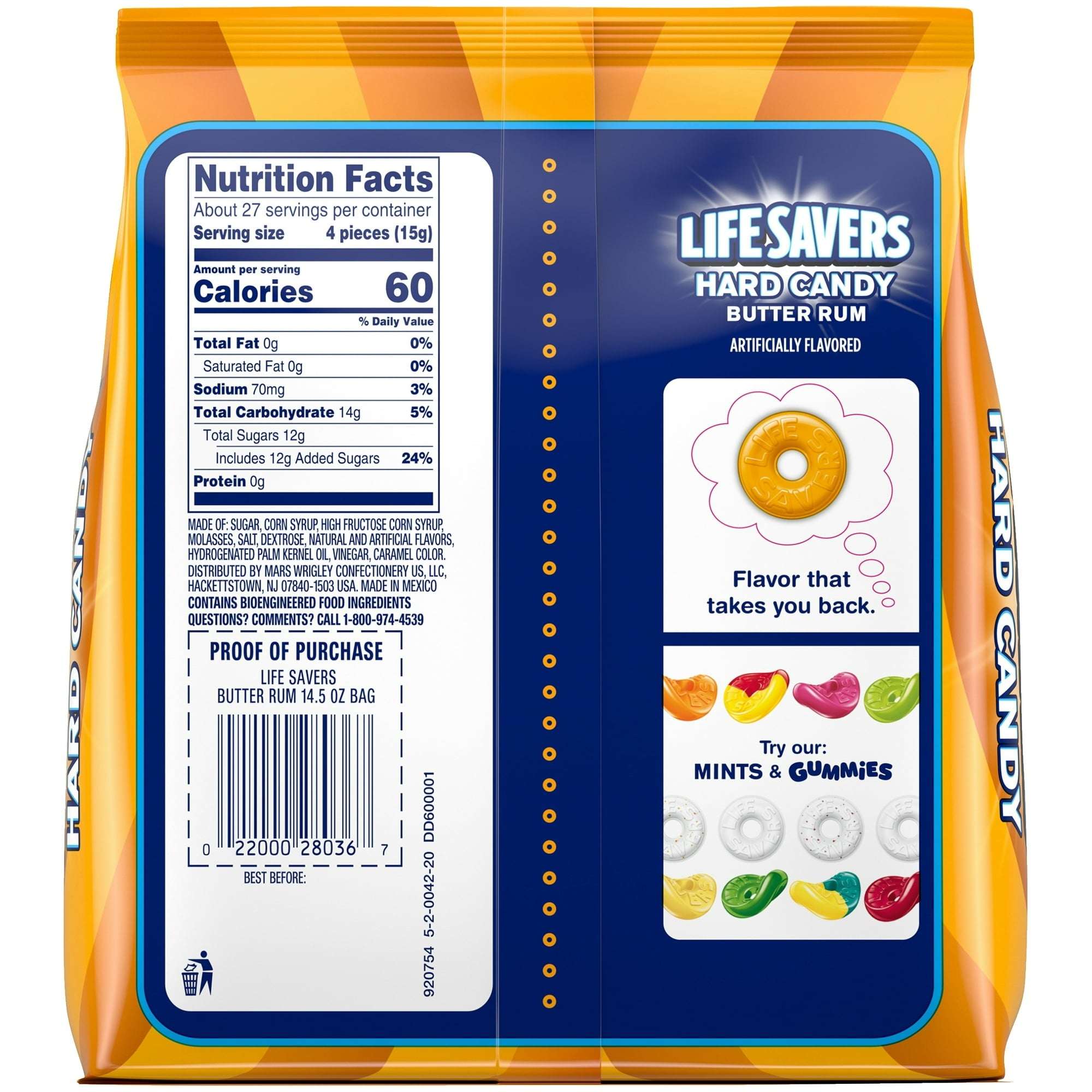 Life Savers Butter Rum Hard Candy Individually Wrapped, Sharing Size
