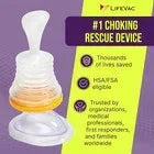 LifeVac suction device with yellow valve and translucent mouthpiece, close-up.
