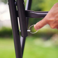 Black folding table leg with locking ring mechanism