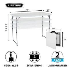 Lifetime 4' Commercial Grade Adjustable Fold-in-Half Table