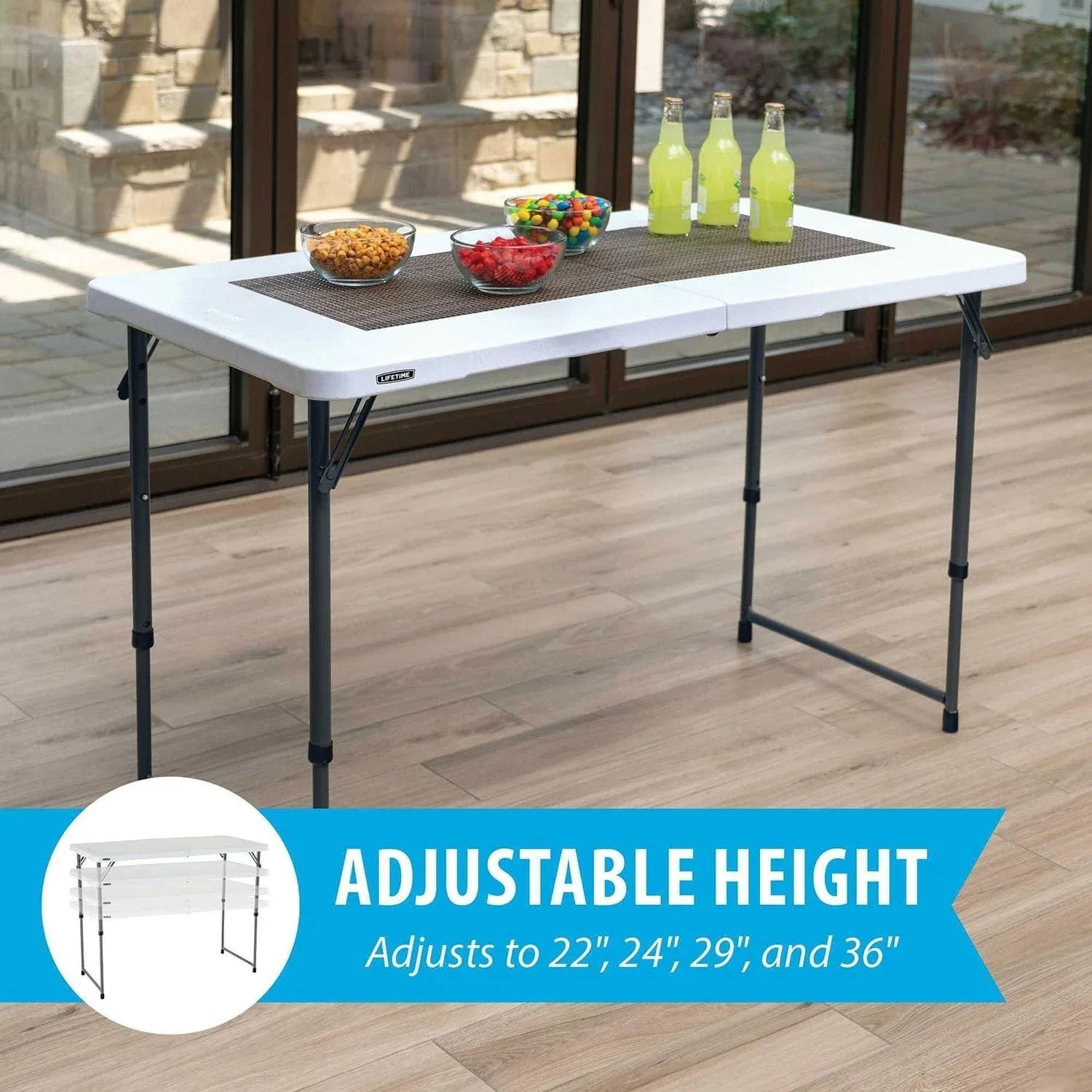 Lifetime 4' Commercial Grade Adjustable Fold-in-Half Table