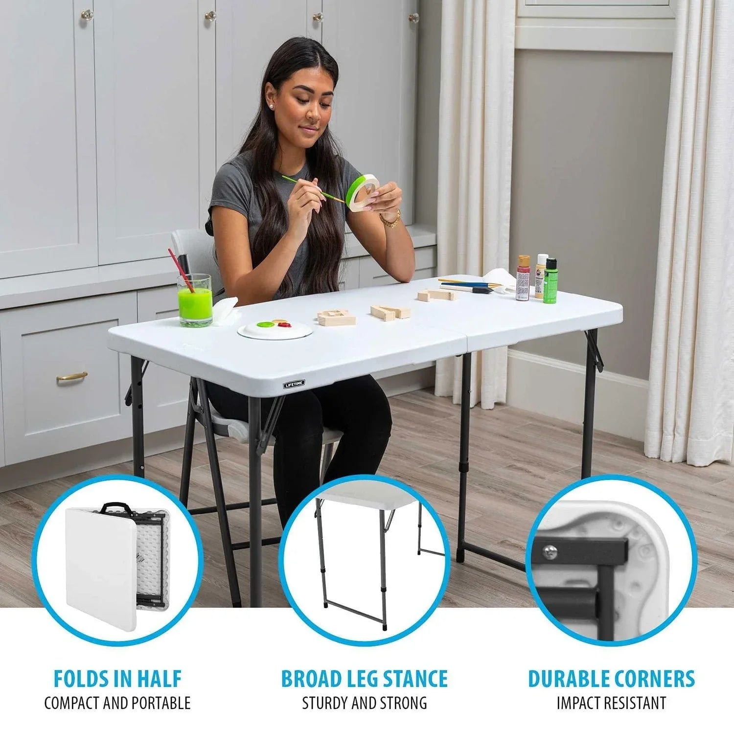Lifetime 4' Commercial Grade Adjustable Fold-in-Half Table