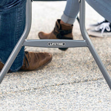 Folding table base with black legs and Lifetime label