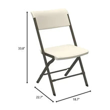 Almond folding chair with padded seat and back, foldable metal frame