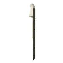 Almond folding chair side profile with padded seat and back, foldable metal frame
