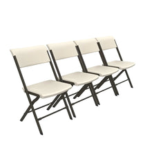Almond folding chairs with padded seats and backs, set of four