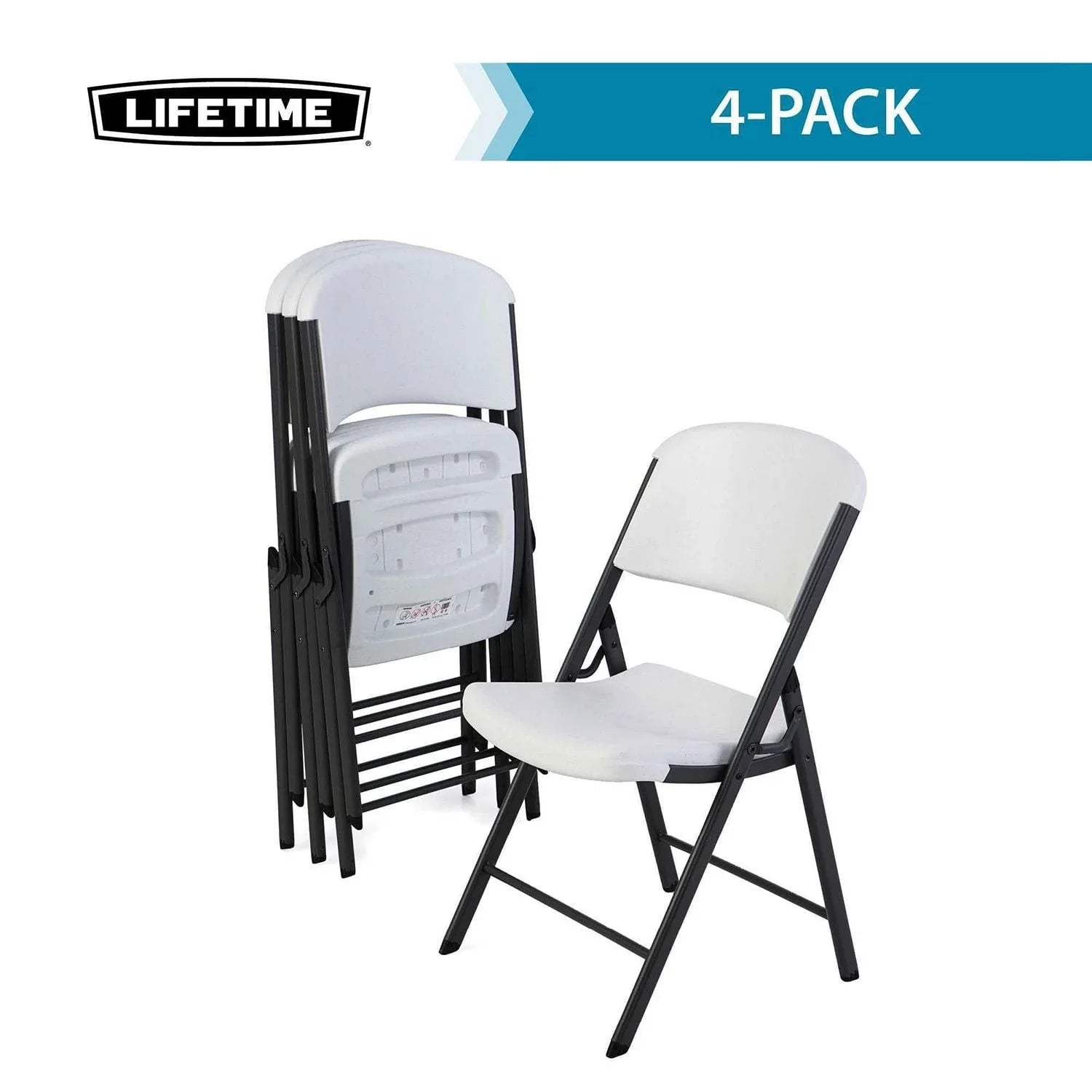 Lifetime Commercial Grade Contoured Folding Chair, Assorted Colors 4 Pack