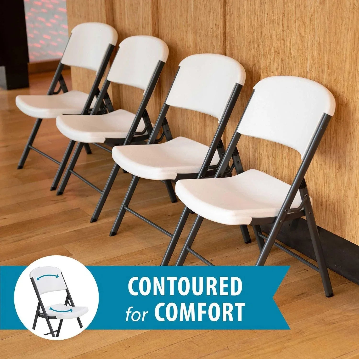 Lifetime Commercial Grade Contoured Folding Chair, Assorted Colors 4 Pack