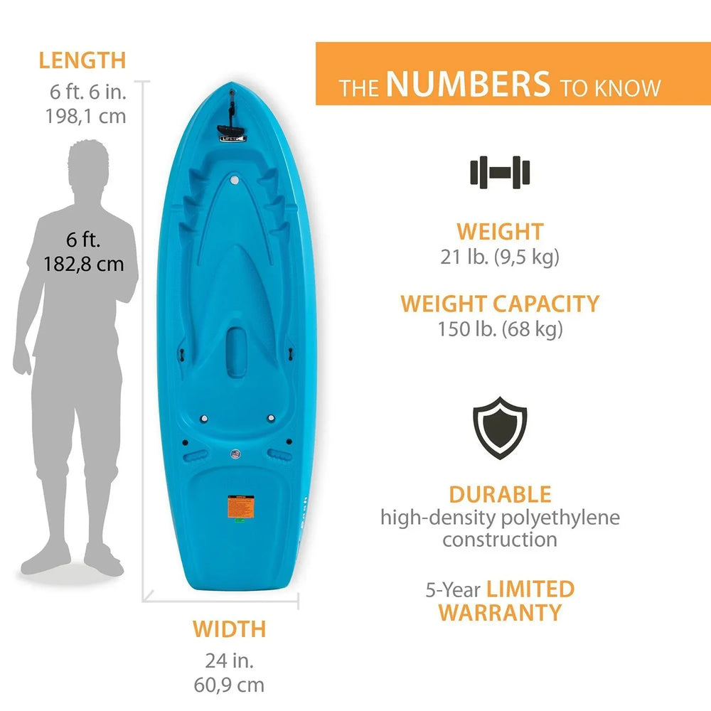 Lifetime Dash 6'6" Youth Sit-On-Top Kayak, Paddle Included - USA MEGA SHOP