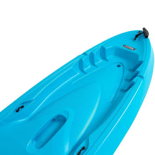 Youth sit-on-top kayak, blue deck with molded handholds and carry point
