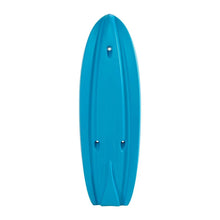 Youth sit-on-top kayak, bright blue hull with two mounting holes