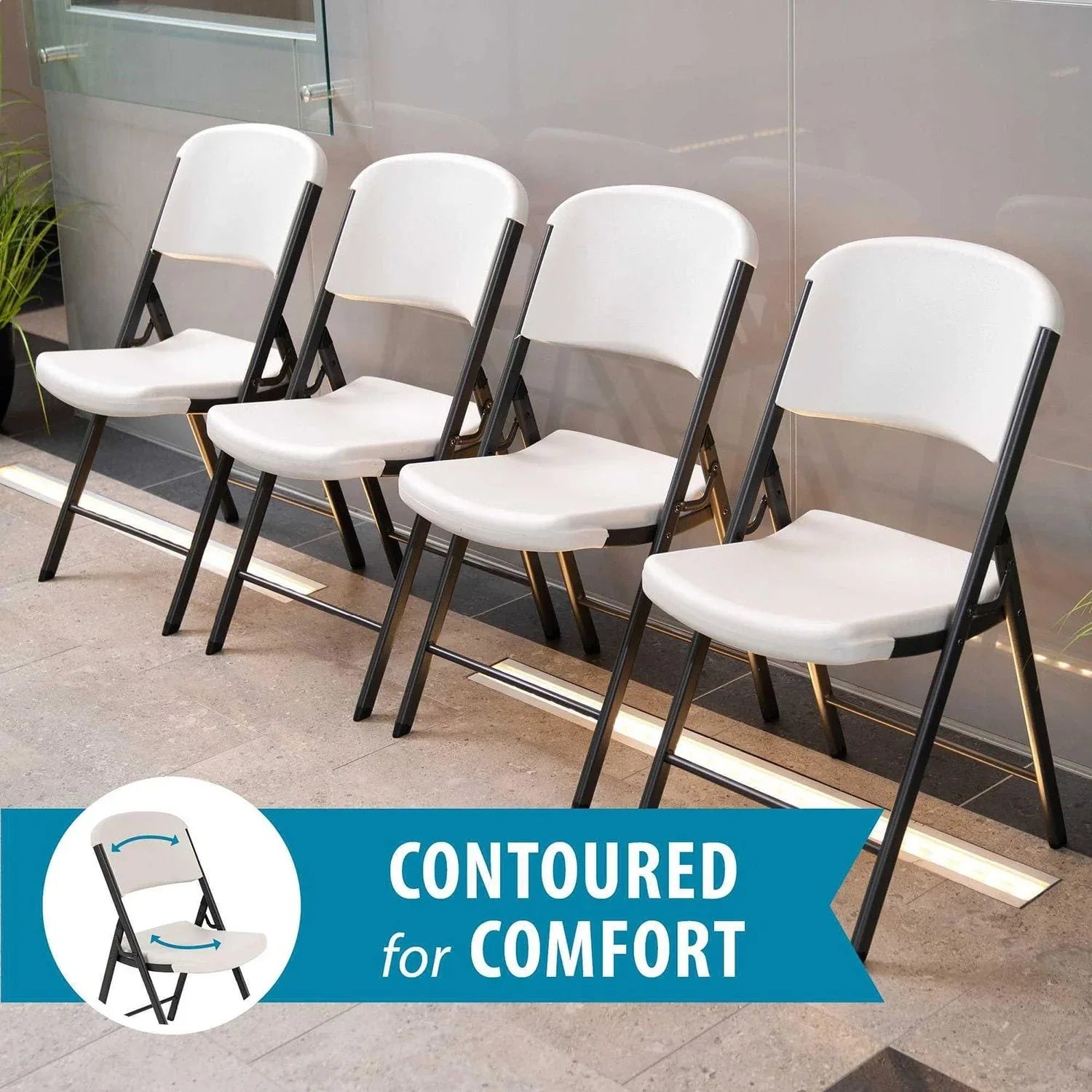Lifetime Commercial Grade Contoured Folding Chair, Assorted Colors 4 Pack