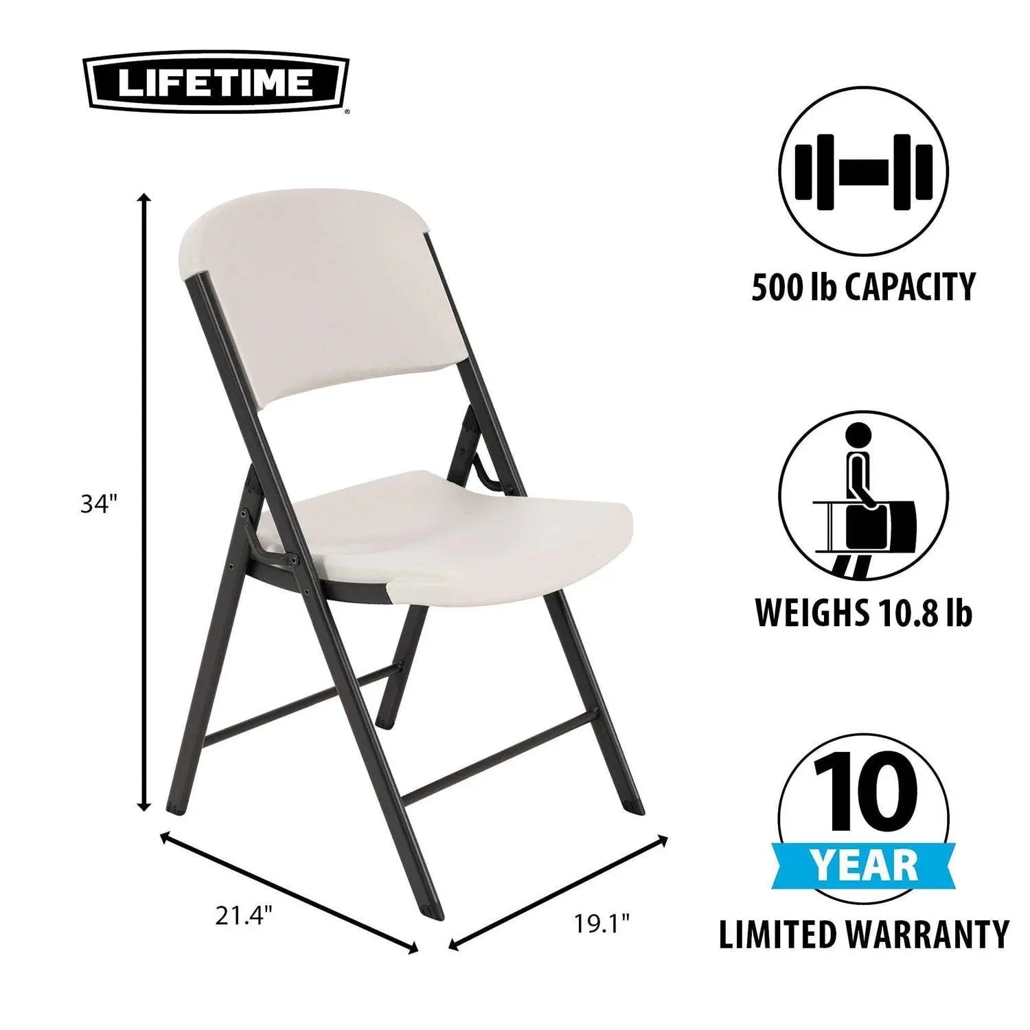 Lifetime Commercial Grade Contoured Folding Chair, Assorted Colors 4 Pack