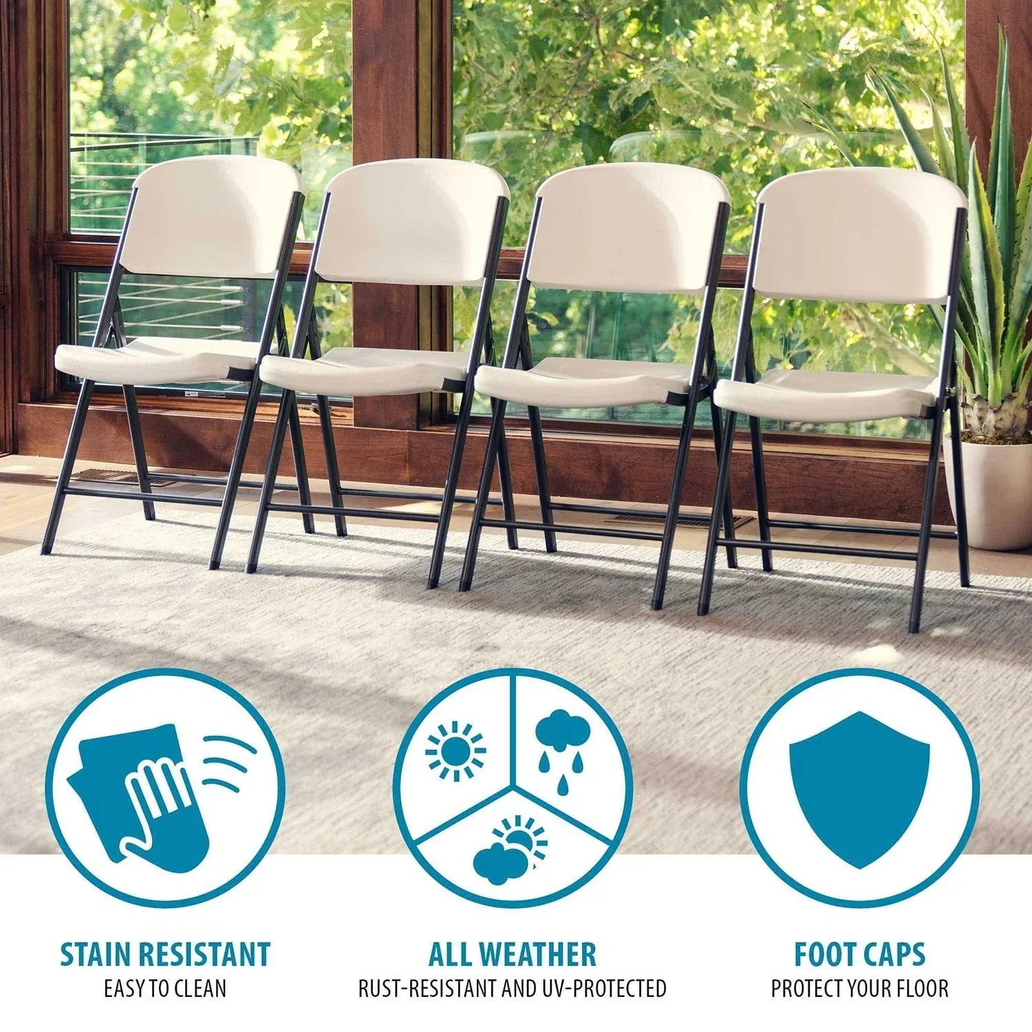 Lifetime Commercial Grade Contoured Folding Chair, Assorted Colors 4 Pack