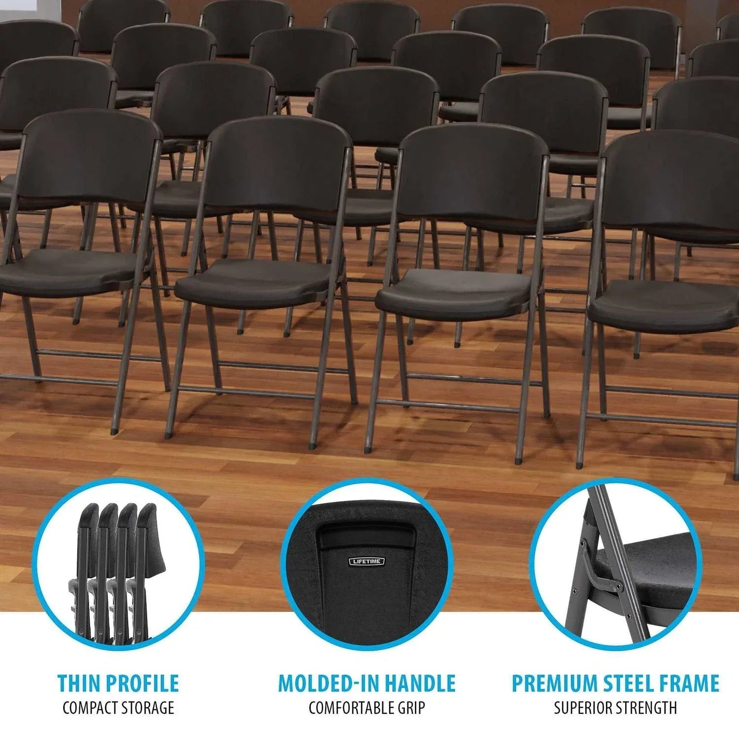 Lifetime Commercial Grade Contoured Folding Chair, Assorted Colors 4 Pack
