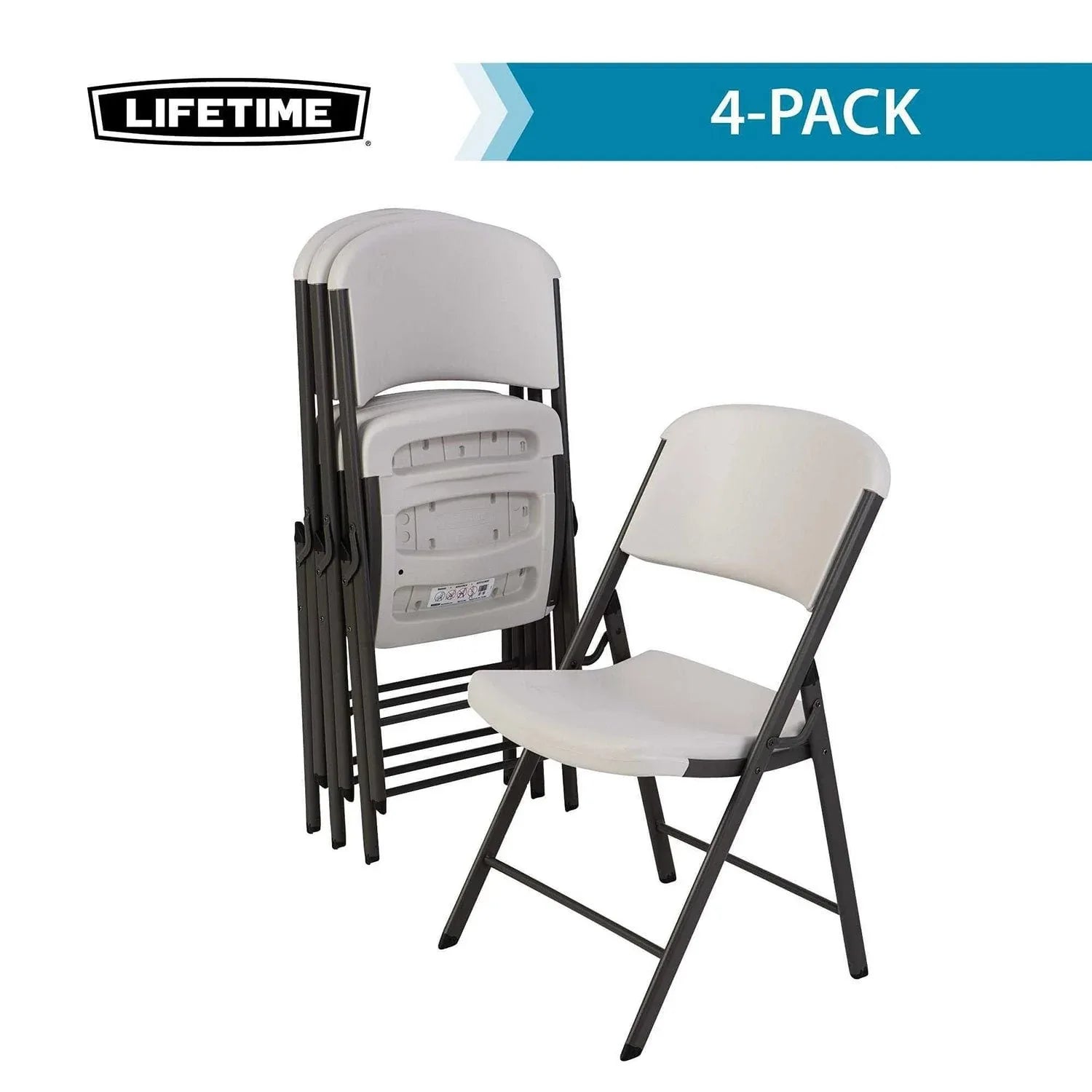 Lifetime Commercial Grade Contoured Folding Chair, Assorted Colors 4 Pack