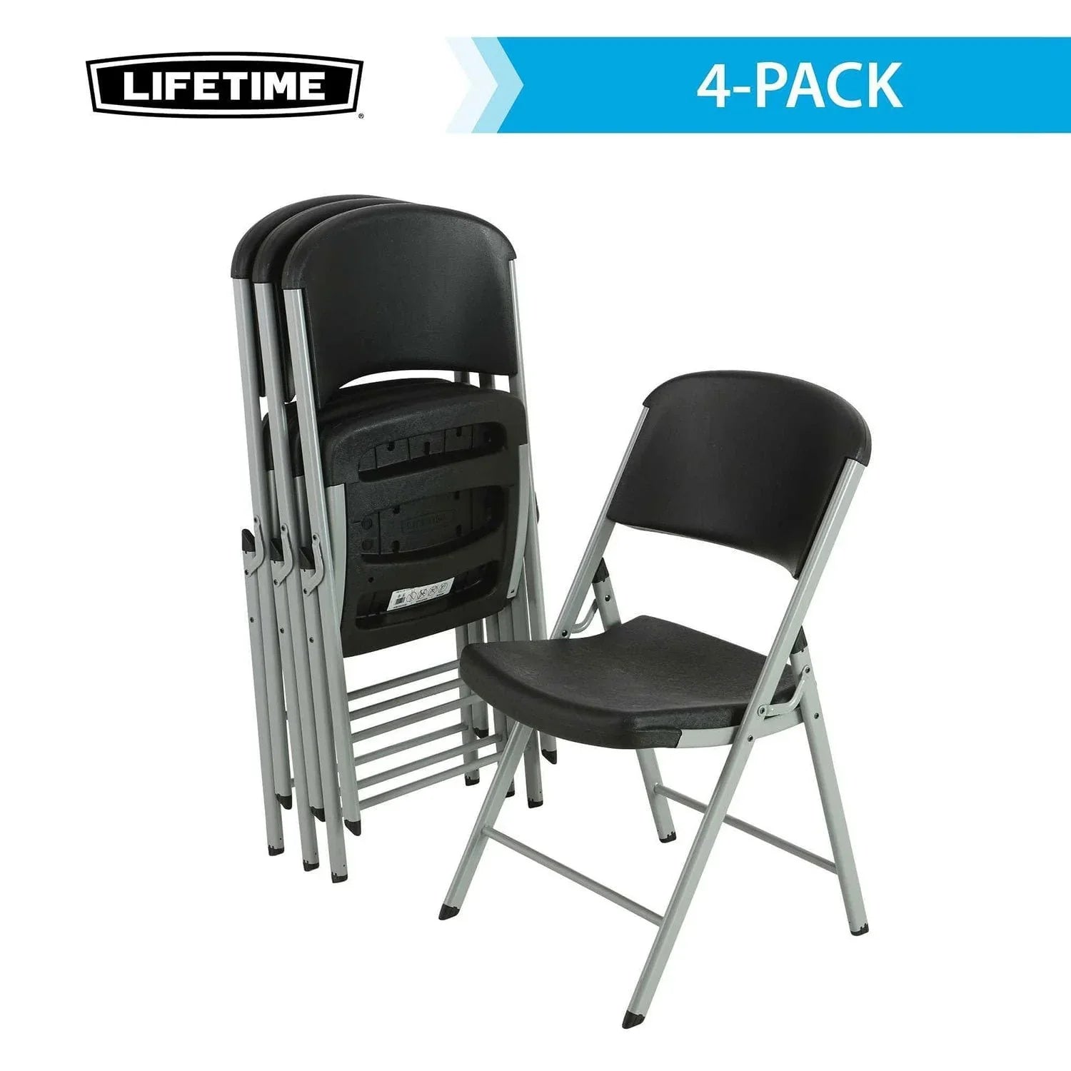 Lifetime Commercial Grade Contoured Folding Chair, Assorted Colors 4 Pack