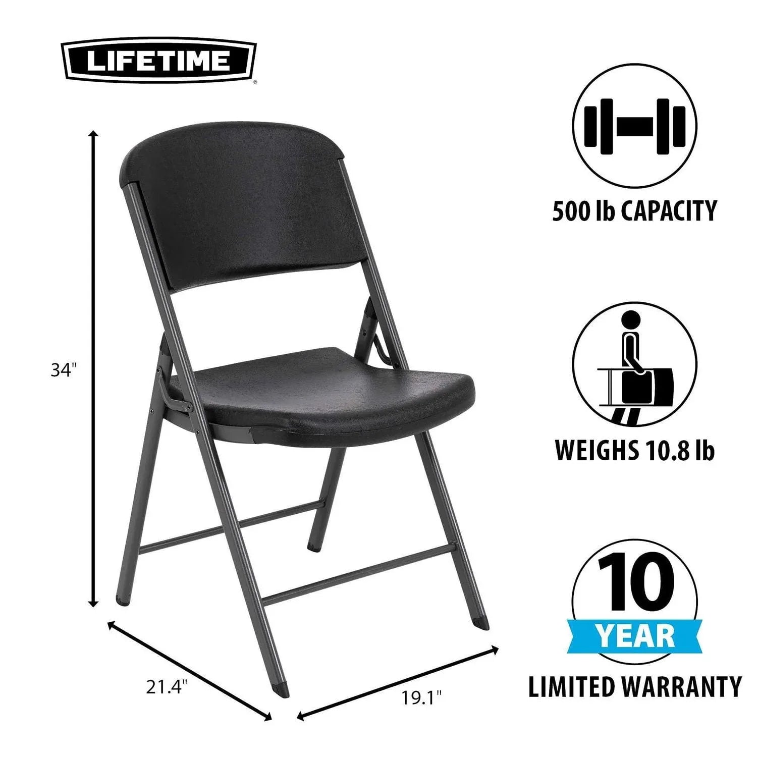 Lifetime Commercial Grade Contoured Folding Chair, Assorted Colors 4 Pack