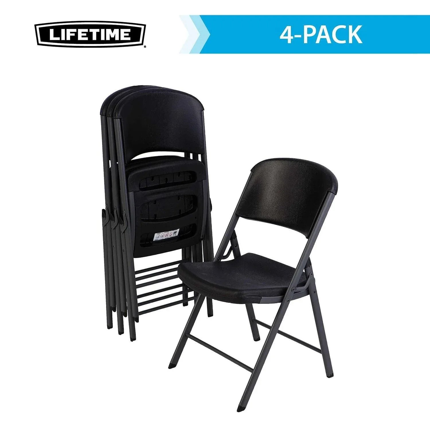 Lifetime Commercial Grade Contoured Folding Chair, Assorted Colors 4 Pack