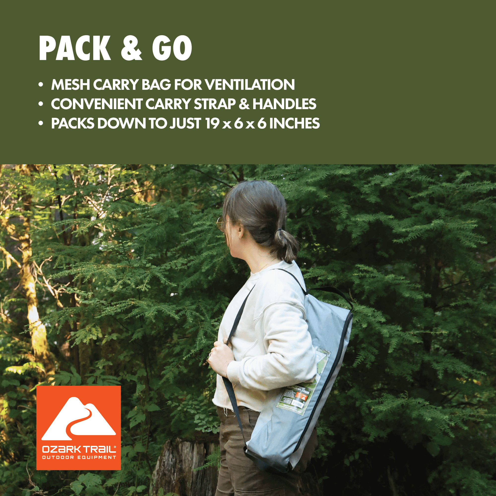 Ozark Trail Ultra-Light Packable High Back Polyester Camp Chair - Gray