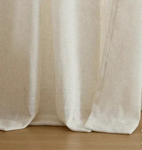 Light-filtering curtain panel in white with straight hem and soft vertical fabric texture