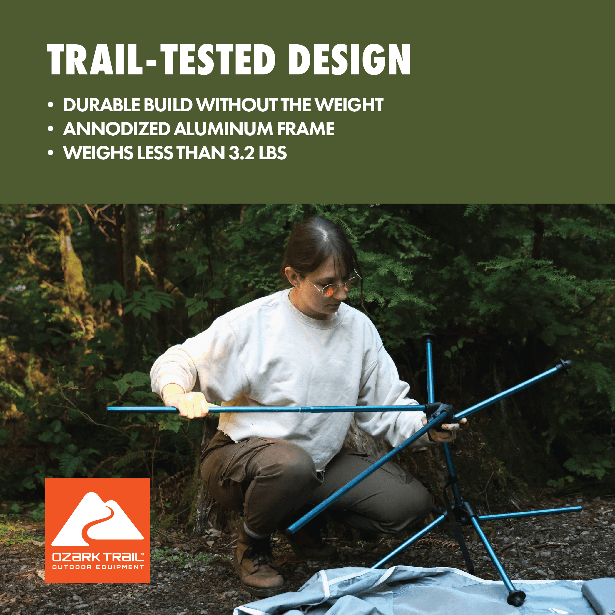 Ozark Trail Ultra-Light Packable High Back Polyester Camp Chair - Gray