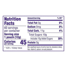 Nutrition Facts panel showing 45 calories and 10 g total sugars per serving