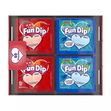Fun Dip Valentine candy display box with red and blue dip packets