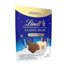 Assorted chocolate snowflake box with Lindt logo and Classic Recipe Snowflakes mix